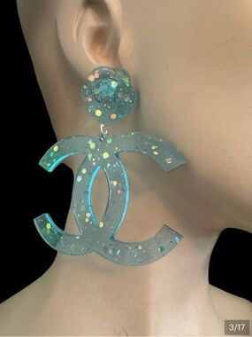 Streetwear Sparkle CC Fashion Dangle Earrings